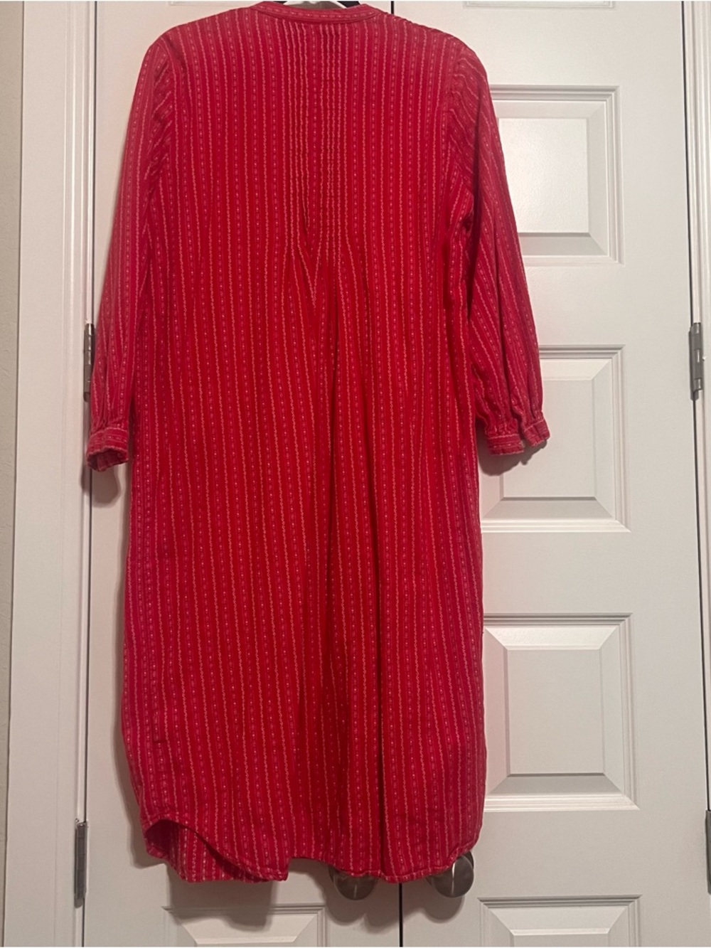 LL Bean Dobby Nightgown Flannel Red Pintuck Prairie Cottagecore - Picture 9 of 9